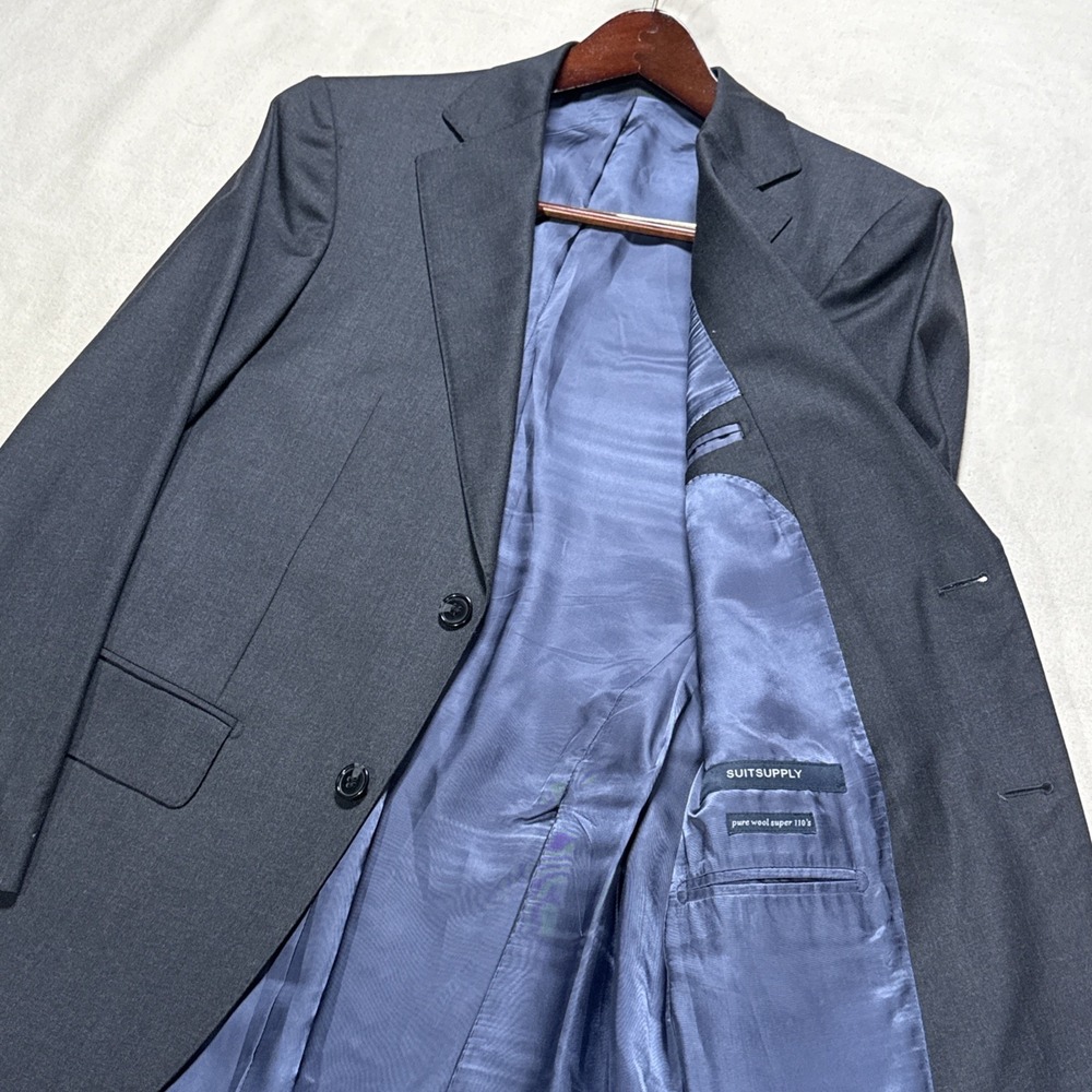 SUITSUPPLY Charcoal Gray Wool Super 110's Blazer 34R Fits 36R